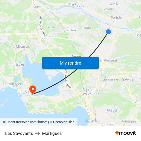 Les Savoyants to Martigues map