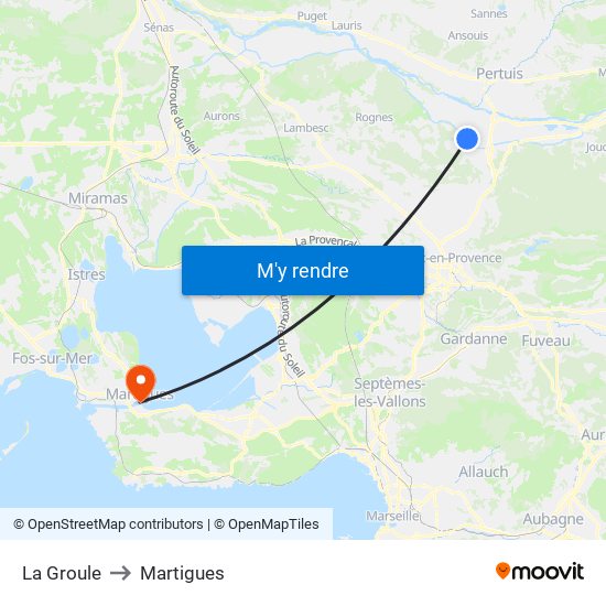 La Groule to Martigues map