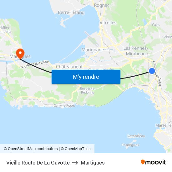 Vieille Route De La Gavotte to Martigues map