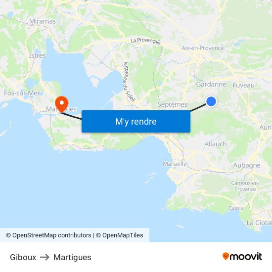 Giboux to Martigues map