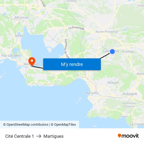 Cité Centrale 1 to Martigues map