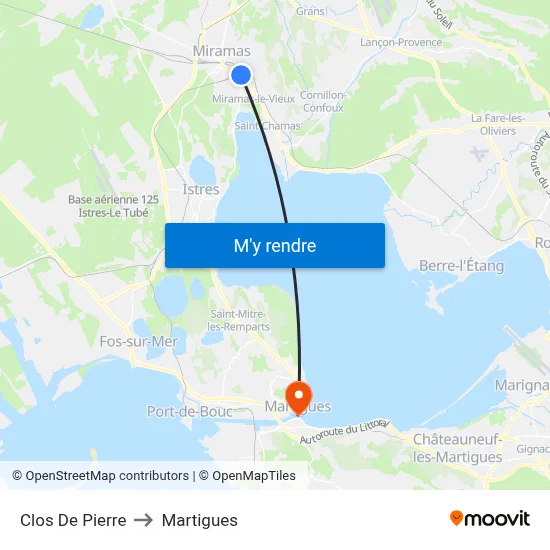 Clos De Pierre to Martigues map