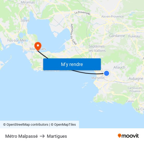 Métro Malpassé to Martigues map