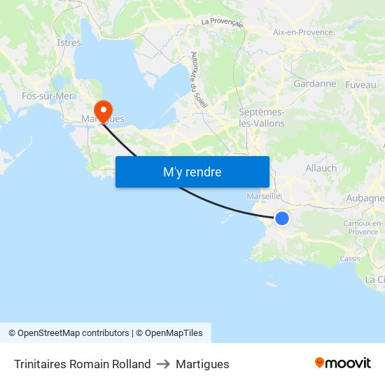 Trinitaires Romain Rolland to Martigues map