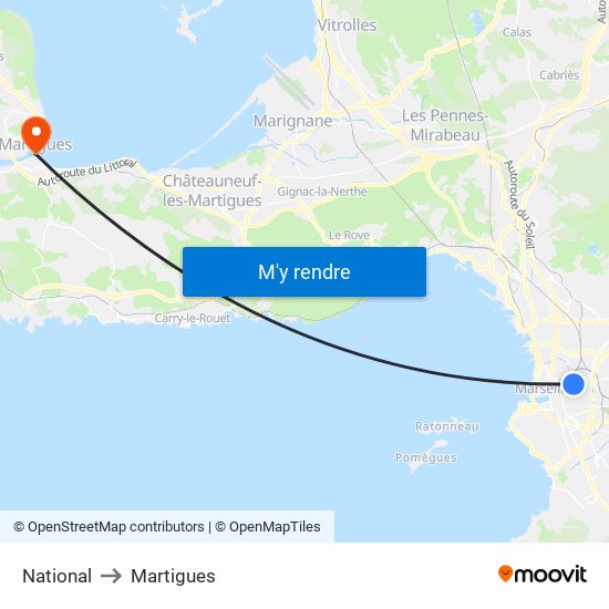 National to Martigues map