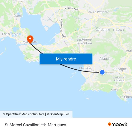 St Marcel Cavaillon to Martigues map
