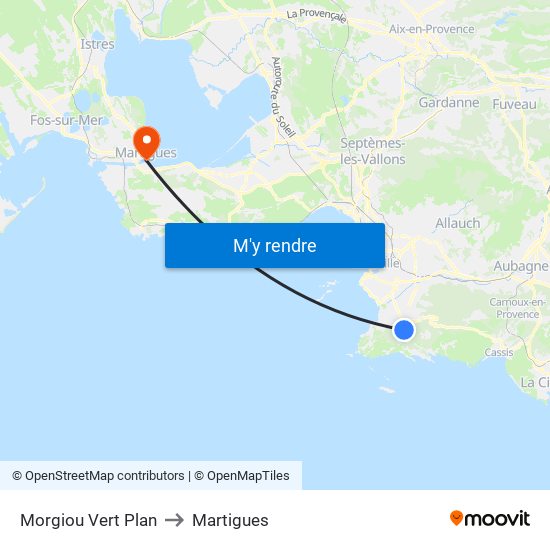 Morgiou Vert Plan to Martigues map
