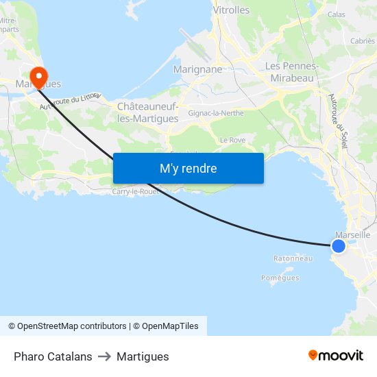 Pharo Catalans to Martigues map