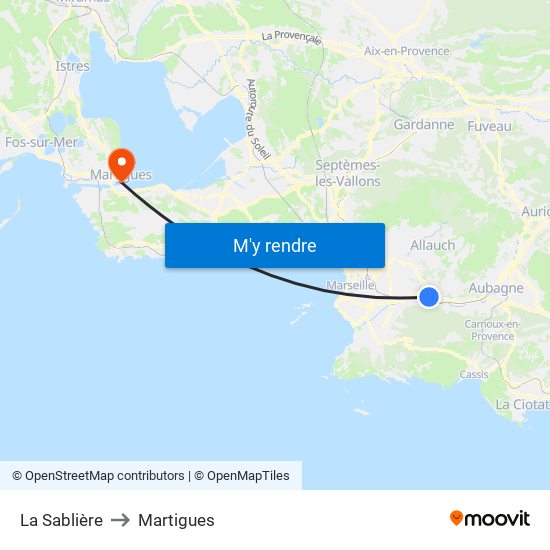 La Sablière to Martigues map