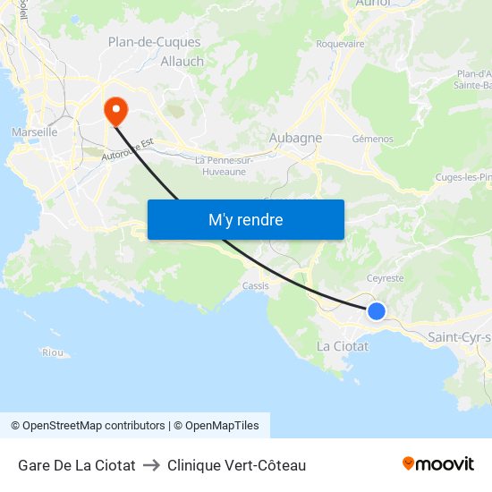 Gare De La Ciotat to Clinique Vert-Côteau map