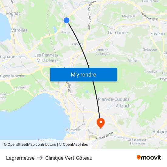 Lagremeuse to Clinique Vert-Côteau map