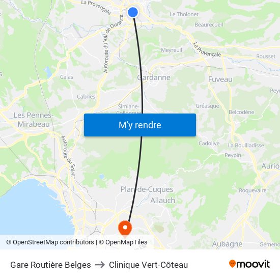 Gare Routière Belges to Clinique Vert-Côteau map