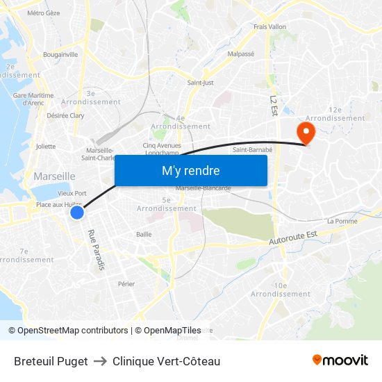 Breteuil Puget to Clinique Vert-Côteau map