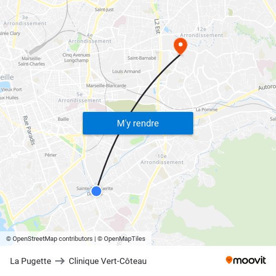 La Pugette to Clinique Vert-Côteau map