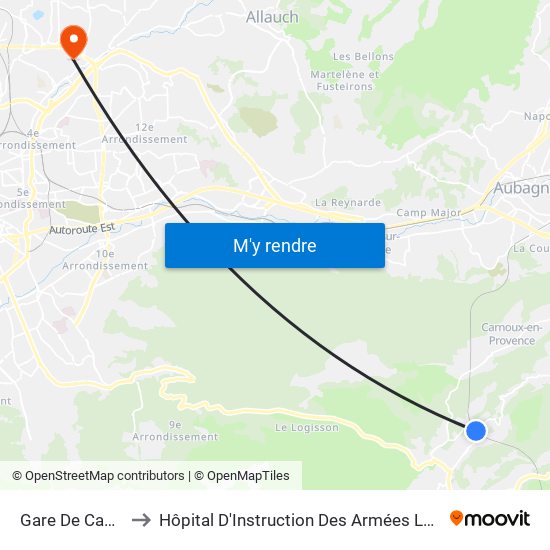 Gare De Cassis to Hôpital D'Instruction Des Armées Laveran map