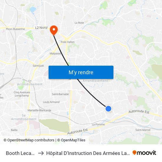 Booth Lecache to Hôpital D'Instruction Des Armées Laveran map