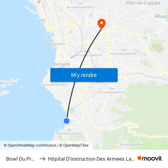 Bowl Du Prado to Hôpital D'Instruction Des Armées Laveran map