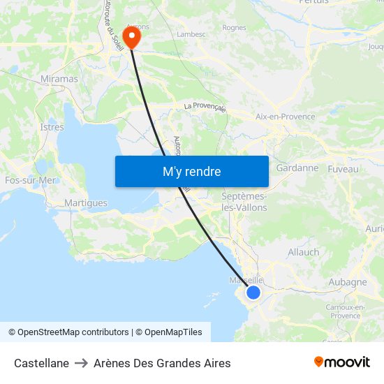 Castellane to Arènes Des Grandes Aires map