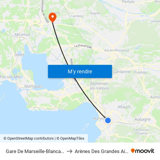 Gare De Marseille-Blancarde to Arènes Des Grandes Aires map