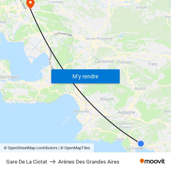 Gare De La Ciotat to Arènes Des Grandes Aires map