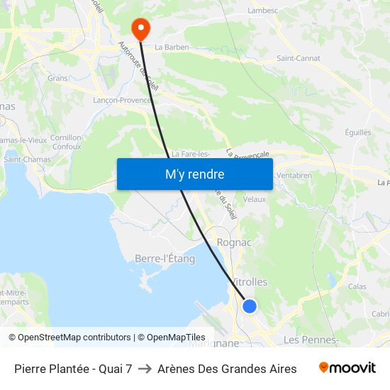 Pierre Plantée - Quai 7 to Arènes Des Grandes Aires map