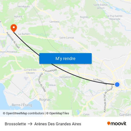 Brossolette to Arènes Des Grandes Aires map