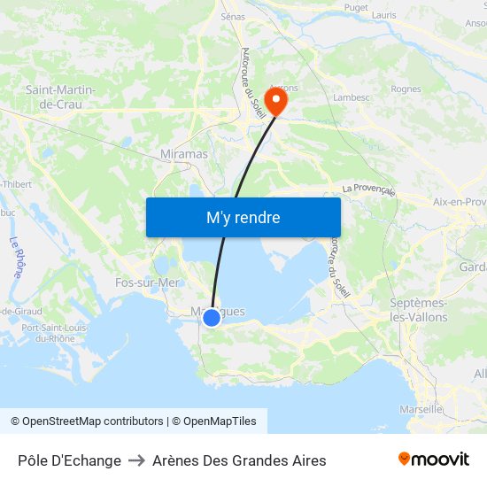 Pôle D'Echange to Arènes Des Grandes Aires map