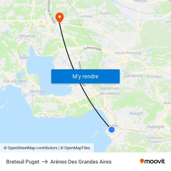 Breteuil Puget to Arènes Des Grandes Aires map