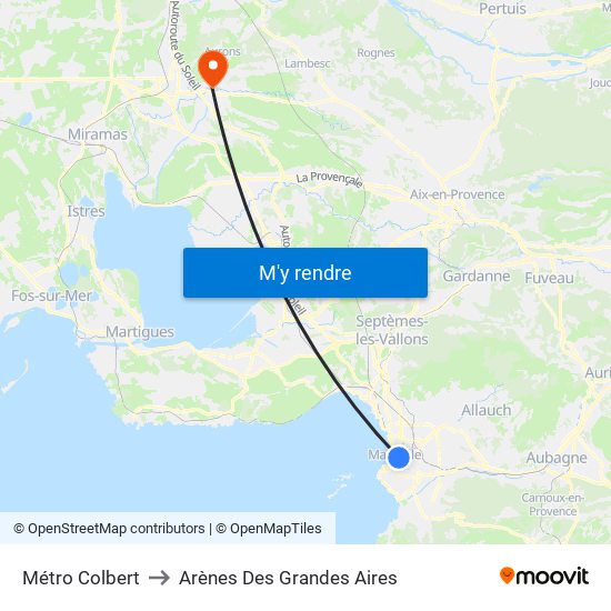 Métro Colbert to Arènes Des Grandes Aires map
