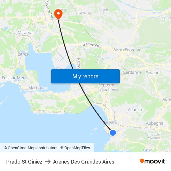 Prado St Giniez to Arènes Des Grandes Aires map