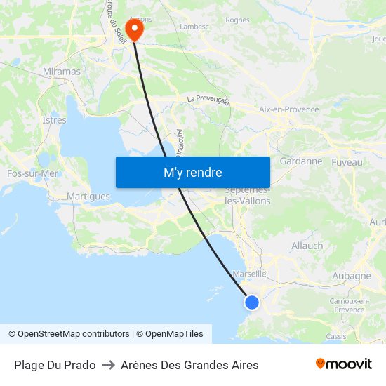 Plage Du Prado to Arènes Des Grandes Aires map