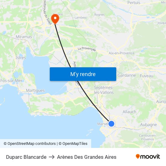 Duparc Blancarde to Arènes Des Grandes Aires map