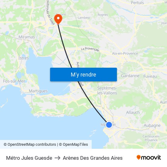 Métro Jules Guesde to Arènes Des Grandes Aires map