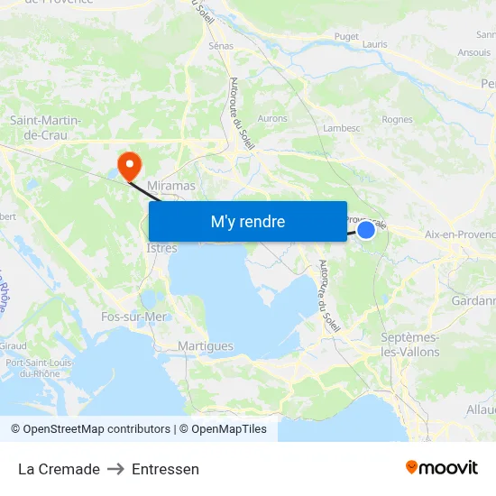 La Cremade to Entressen map