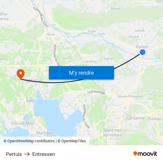 Pertuis to Entressen map