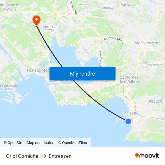 Oriol Corniche to Entressen map