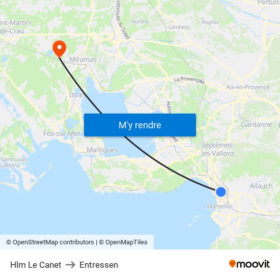 Hlm Le Canet to Entressen map