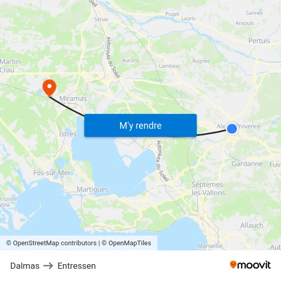 Dalmas to Entressen map