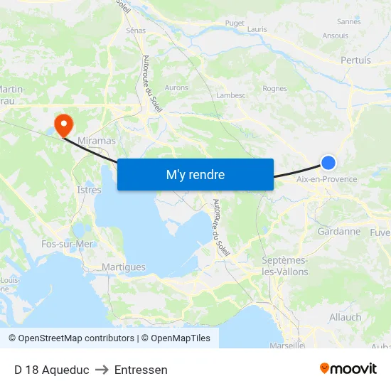 D 18 Aqueduc to Entressen map