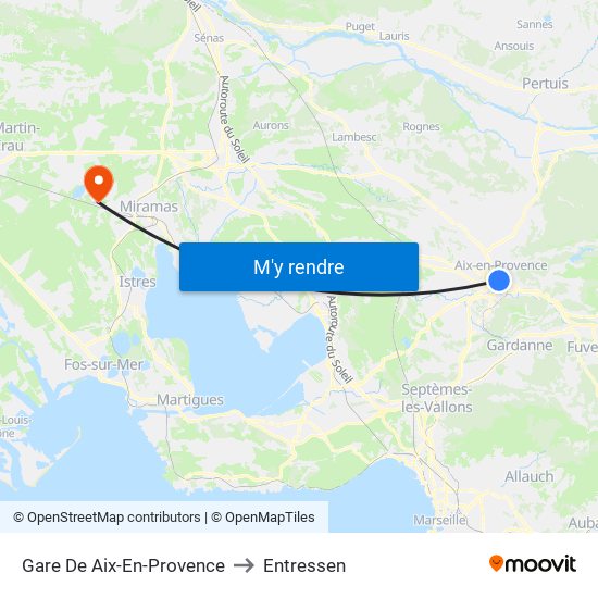Gare De Aix-En-Provence to Entressen map