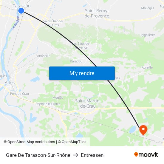 Gare De Tarascon-Sur-Rhône to Entressen map