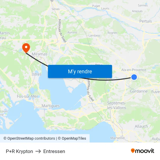 P+R Krypton to Entressen map