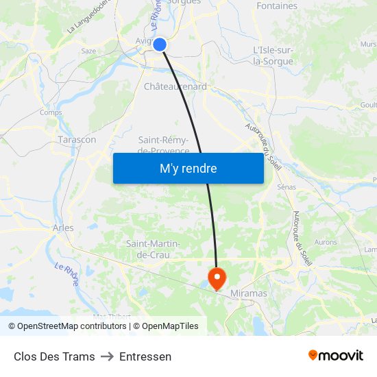 Clos Des Trams to Entressen map