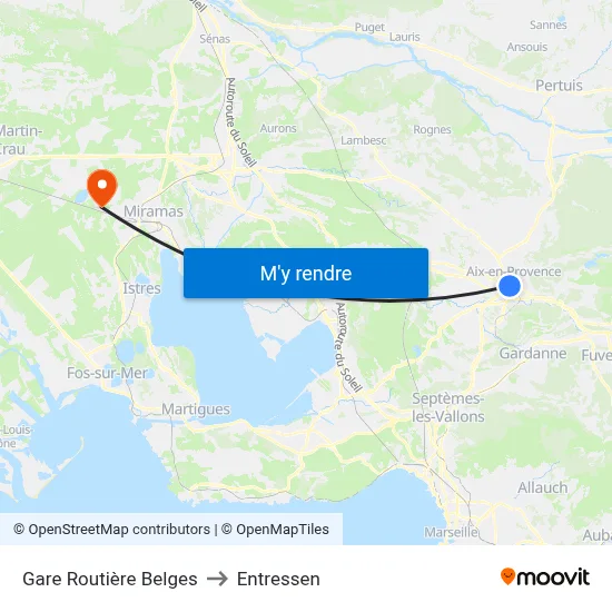 Gare Routière Belges to Entressen map