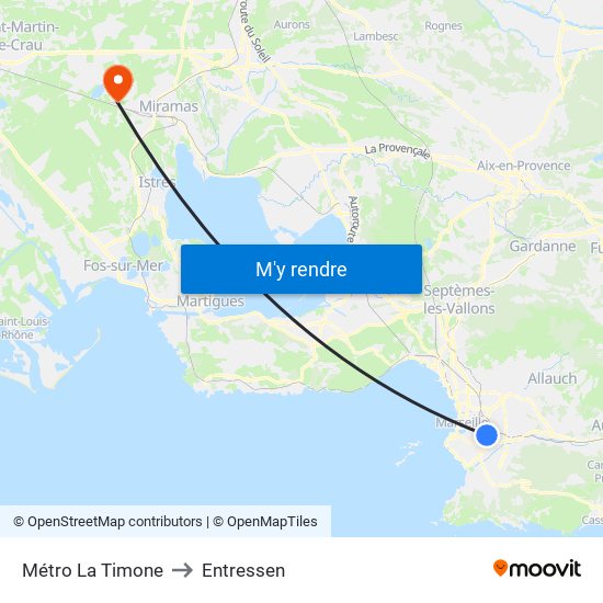 Métro La Timone to Entressen map
