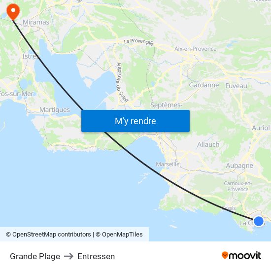 Grande Plage to Entressen map