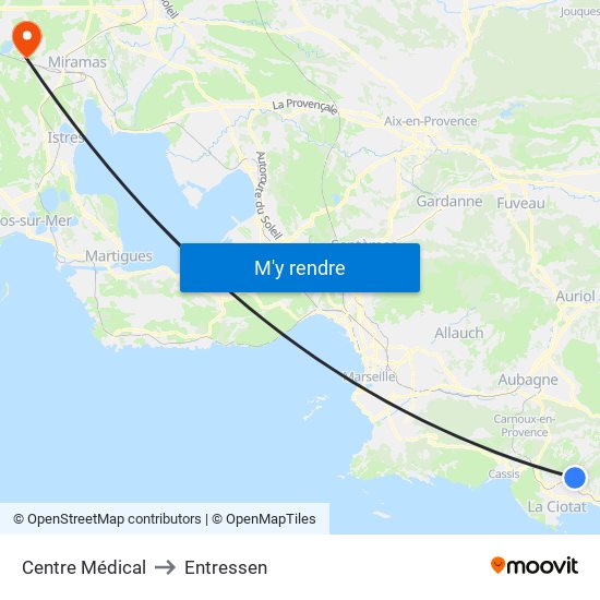 Centre Médical to Entressen map