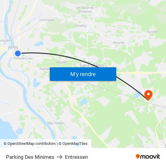 Parking Des Minimes to Entressen map