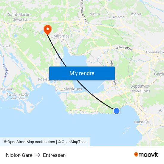 Niolon Gare to Entressen map