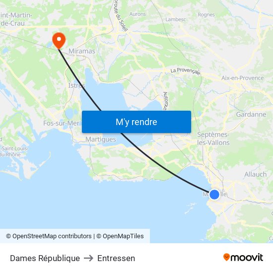 Dames République to Entressen map